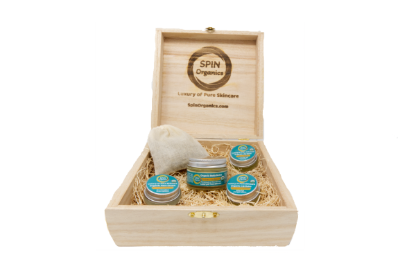 Organic Twisted Cardamom Body Butter, Face Cream & Lip Balm plus Kesar Pista Lip Balm Gift Set